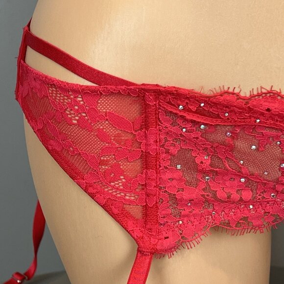 Victoria's Secret Red Lace Garter Belt with Zipper Size XS/S - Picture 3 of 16